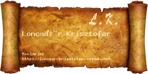 Loncsár Krisztofer névjegykártya