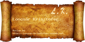 Loncsár Krisztofer névjegykártya